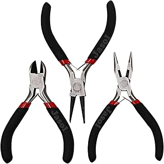 Jewellery Making Pliers Set – 3pcs Flat Nose, Round Nose &amp; Side Cutter | DIY Beading Tools Kit for Crafts, Wire Wrapping, ...