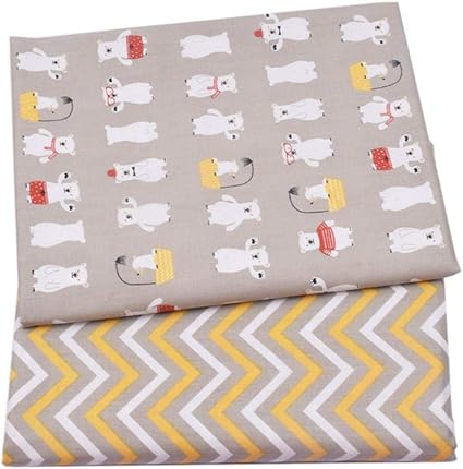 Pxc 2pcs Chat Chien Animaux Ours Coton Tissu Pour Bebe Enfant Tissu Patchwork Couture Quilting Drap De Lit Fat Quarters Tissu Enfants N07 50x160cm Amazon Fr Cuisine Et Maison