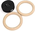 Anneaux de gymnastique en bois avec Straps réglables pour Gym, entraînement croisé, Strength Entraînement, rappels et dips (Wood - 32mm)
