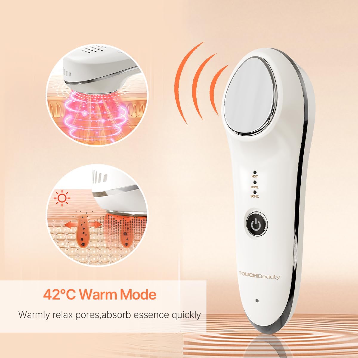 TOUCHBeauty Face Massager Hot and Cold, 42℃/6℃ Vibration Device for Smoother Tighter Face, Portable Facial Lifting Tool for Women, Perfert for Travel, Home - Image 3