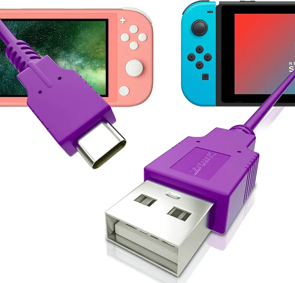 Cabo roxo para Nintendo Switch, cabo roxo para Nintendo Switch Lite