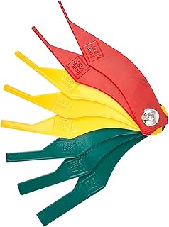 Metal Brake Lining Thickness Gauge Tool - Set of 8, Automotive Brake Pad Measuring Ruler,Brake Pad Feeler Gauge,Corrosion Resistant High Visibility Finish - Metric & SAE Measurements,Color Coded Sizes