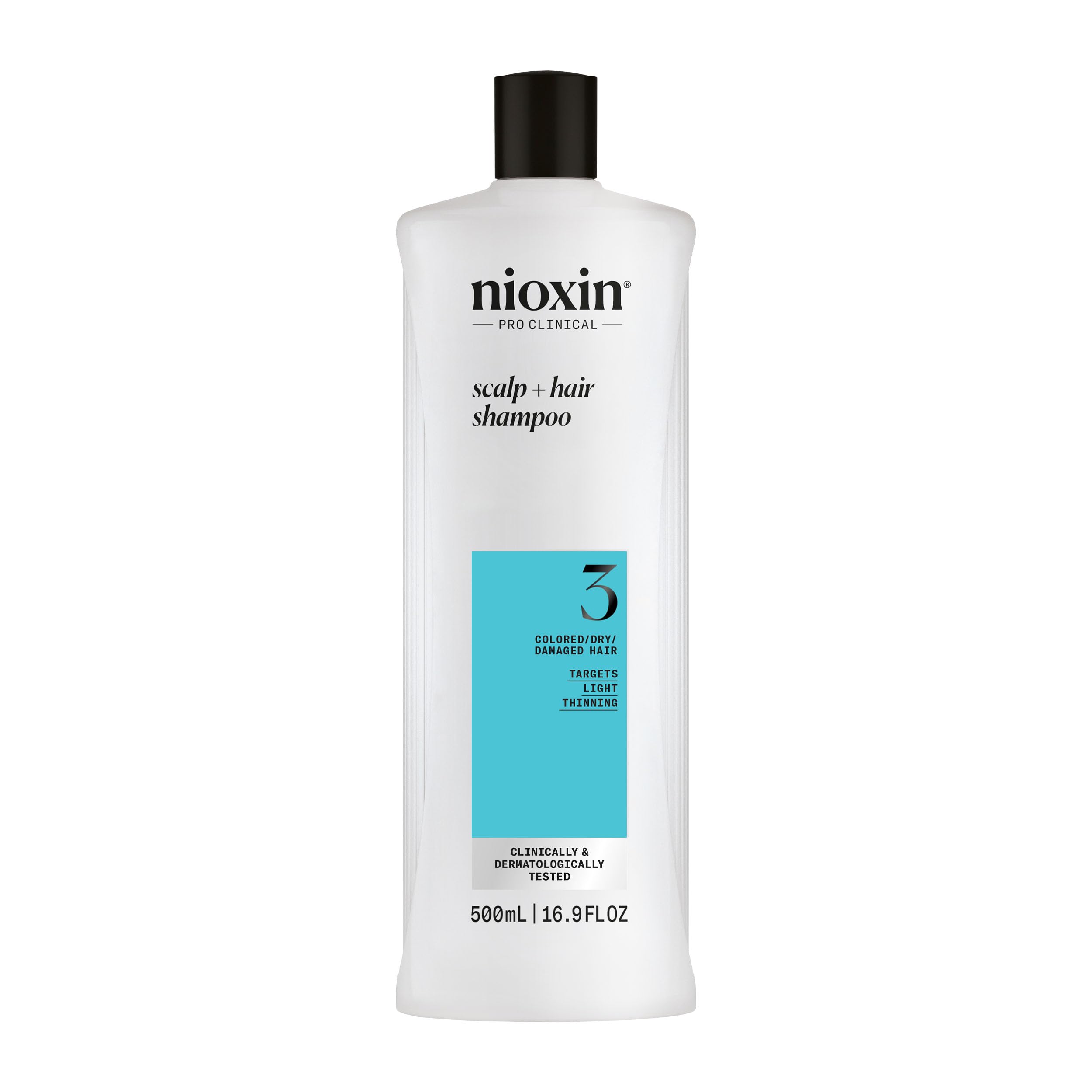 nioxin system 3 scalp + hair thickening shampoo | for colored, dry, & damaged hair with light thinning | maintain vibrant color | strengthen & nourish with niacinamide & biotin