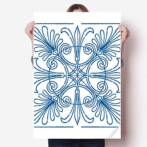 Autocollant de mur bleu Talavera vinyle poster mural chambre 80x55cm - 2