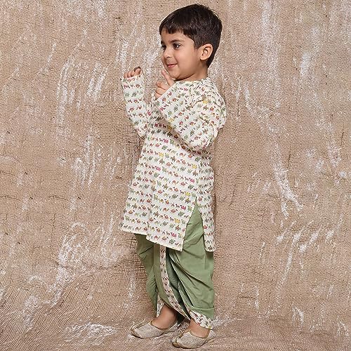 Image of AJ DEZINES Kids Ethnic Wear Pure Cotton Dhoti Kurta Set For Boys