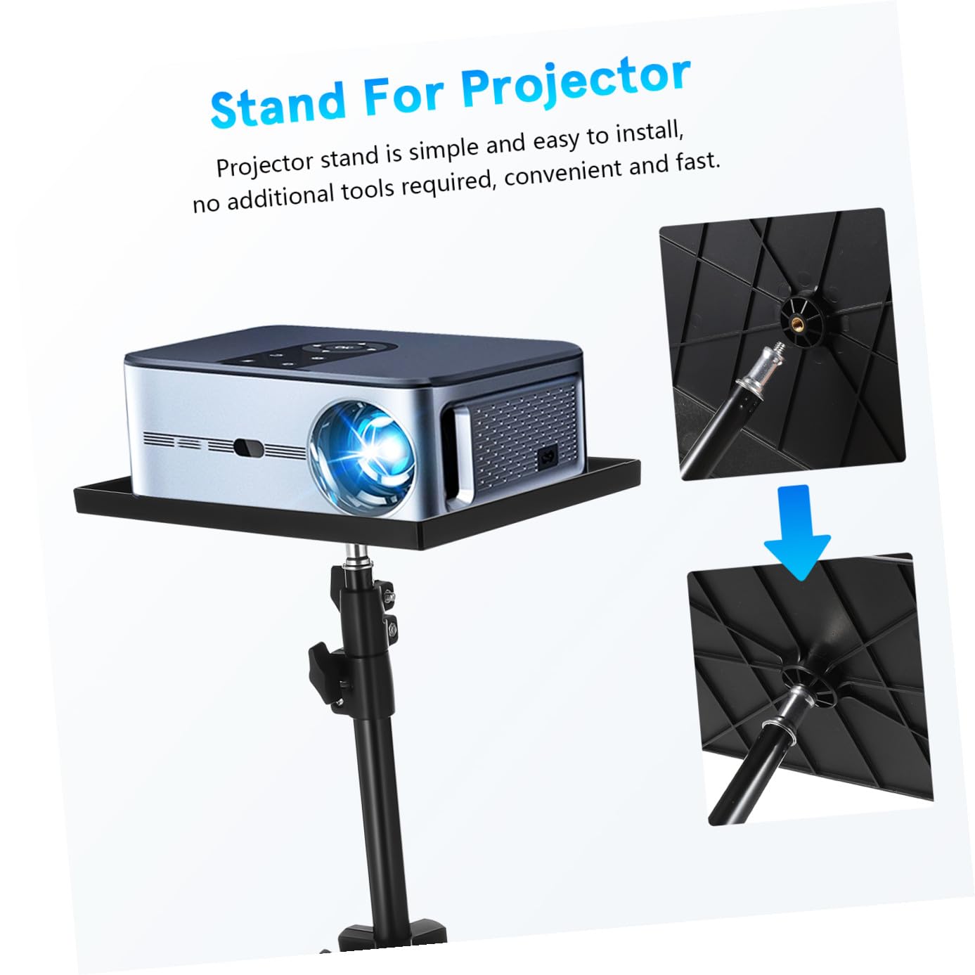 Trípode para Proyector Ajustable con Bandeja de Hierro Abs Negro