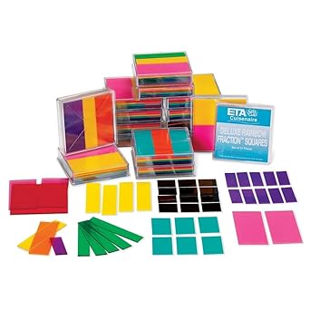 ETA hand2mind, Deluxe Plastic Rainbow Fraction Squares Classroom Basics Kit, (42860)