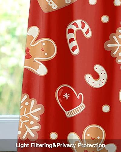 Miniatura 7 de Cenefas de Navidad para ventanas de hombre de jengibre, cortina de cocina de Navidad, cenefas con bolsillo para barra, copo de nieve, cortina de