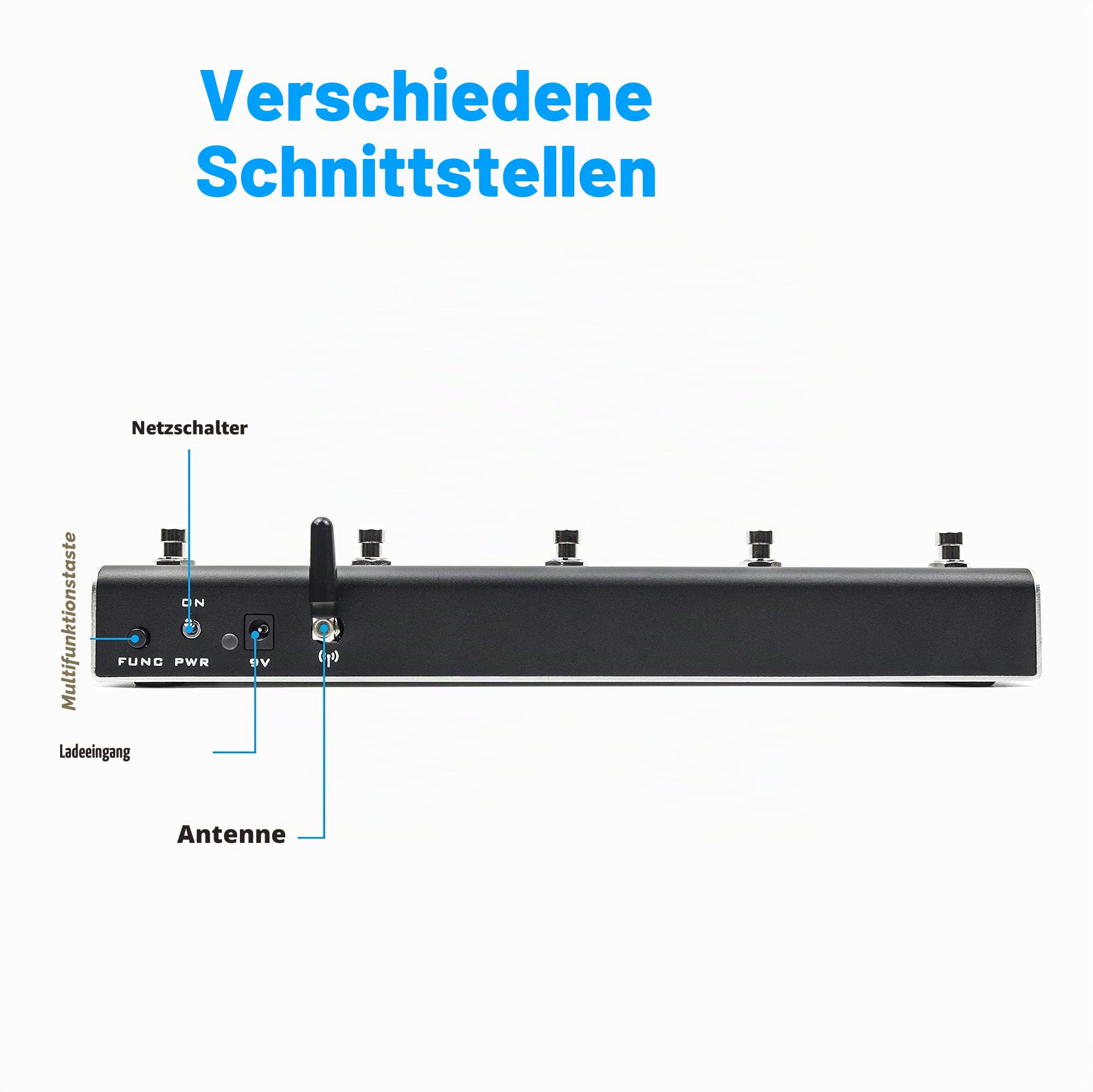 Airstep Lite MIDI, HID Wireless Controller mit 5 Fußschaltern, unterstützt DAW (Cubase, Ableton Live), Plugin (Bias Fx, Neural DSP), Youtube Video, Page, Atem, Hands Free Controller