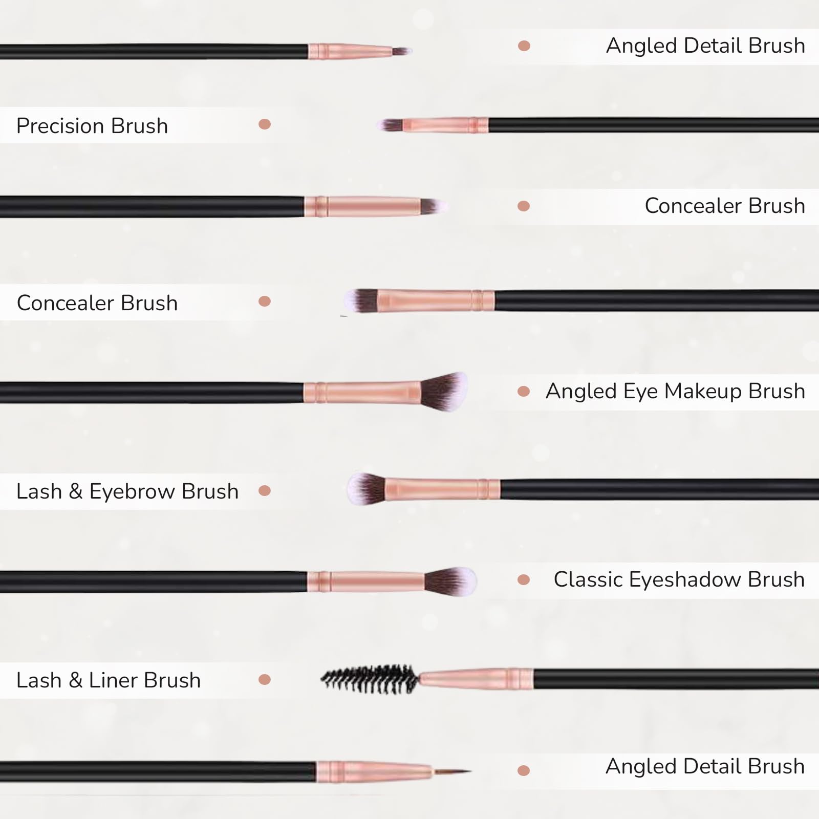 D.sirez Professional Makeup Brush Set- 14 piece Luxury Vegan Makeup Brush Set including Holder, Black & Rose Gold, Varies - Image 2