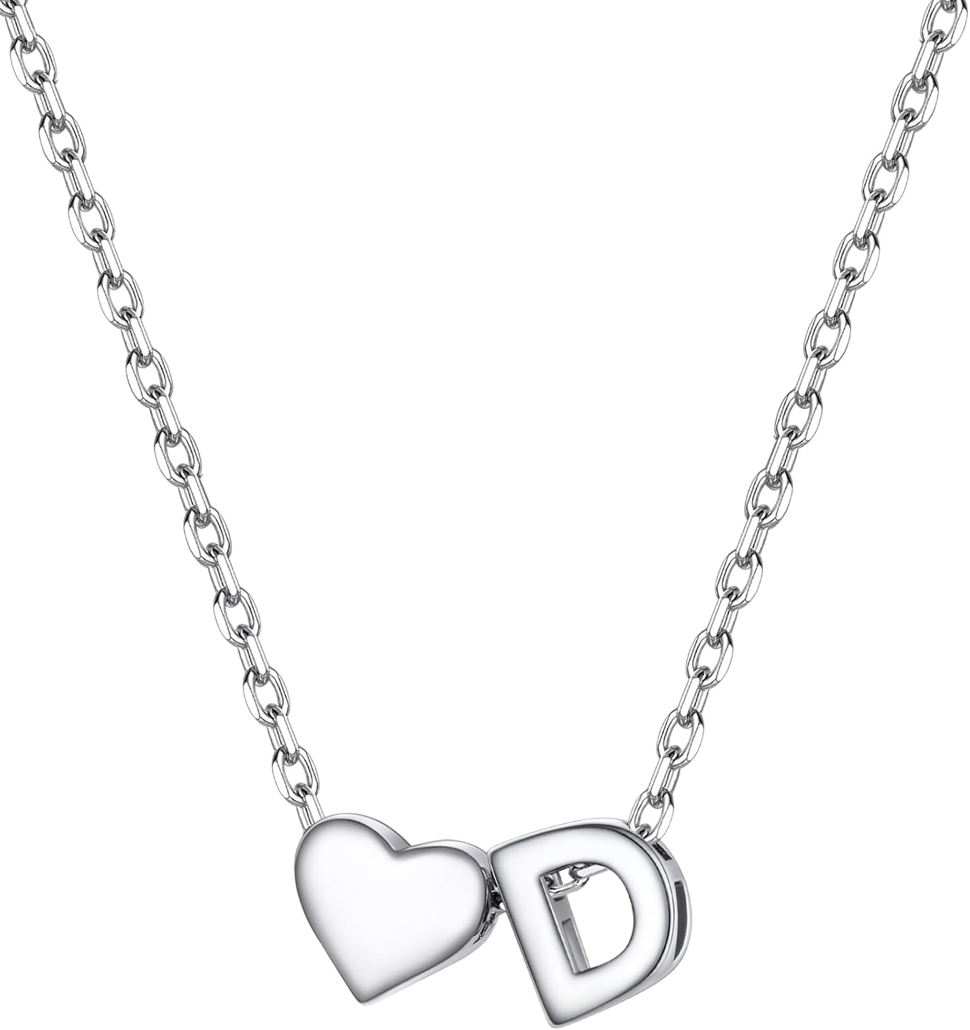 PROSILVER Initial Heart Necklace for Women, 925 Sterling Silver Tiny Heart Letter Necklace Siver, Gold Necklace, Come with Box