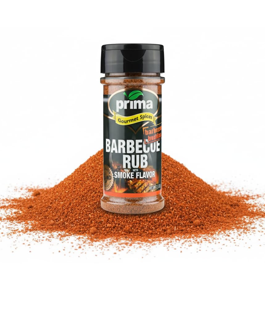 Prima Gourmet Barbecue Dry Rub, 2.5 OZ – Kosher-Certified Spice Blend with Natural Hickory Smoke Flavor for Grilling, Smoking & Roasting