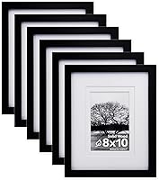 Vista 7 de Egofine - 6 Marcos de fotos de 5 x 7 pulgadas - Hechos de madera maciza cubiertos por plexiglás con paspartú para fotos de 4 x 6 y 3.5 x 5