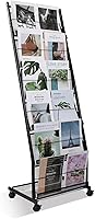 TONGMO 6-Tier Floor Standing Magazine Rack with Wheels - Brochure Display Stand for Office, Exhibition, Hotel