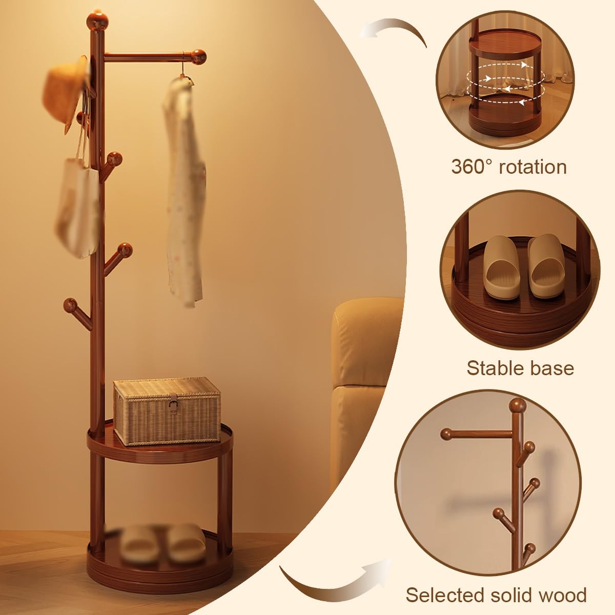 Free Standing hall tree,entryway coat rack with storage,multifunctional Organizer,Steel Frame,Space Saving,for Coats, Hats, Handbags and Scarves(72.8 * 15.7in)