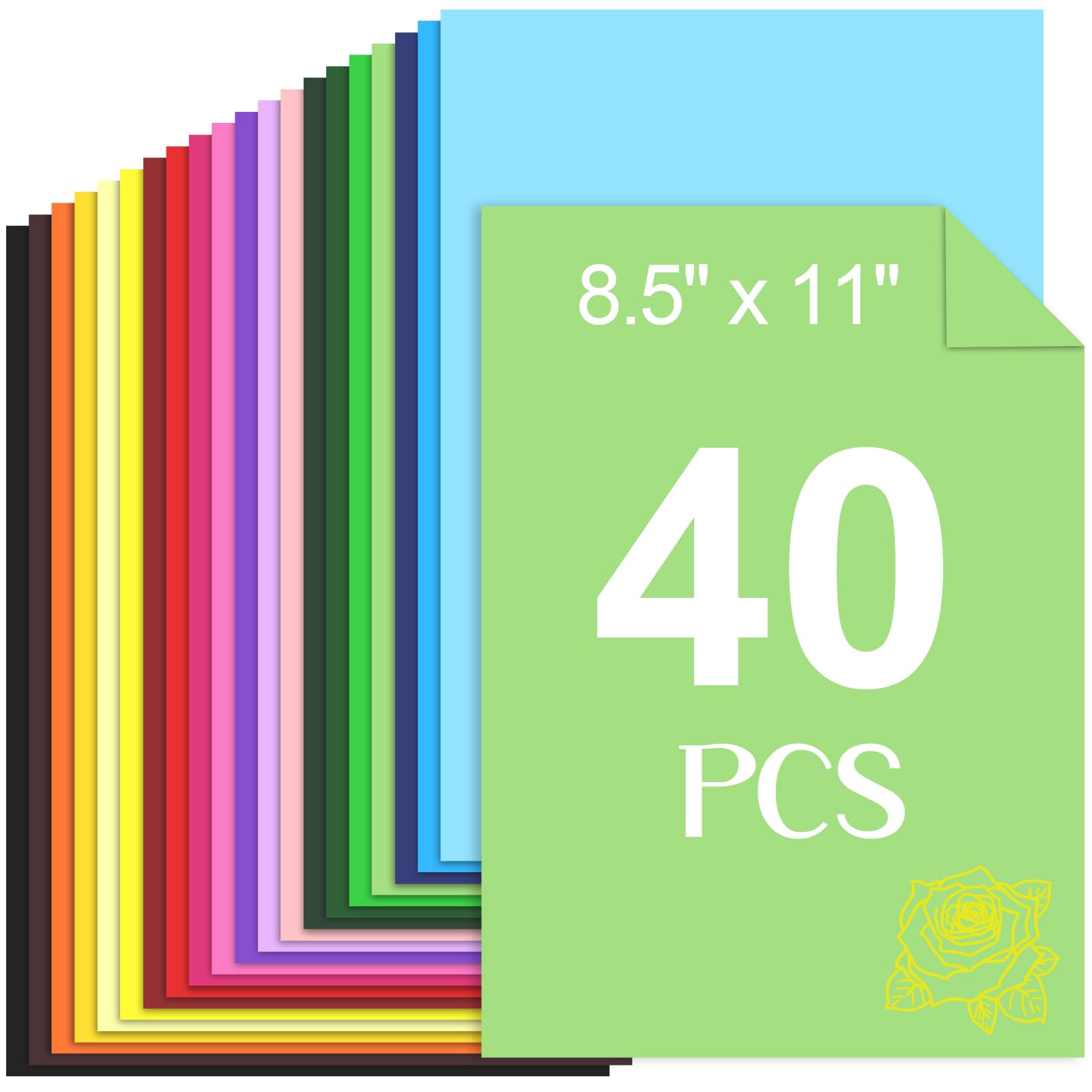 40 Sheets Colored Cardstock - 20 Assorted Colors 8.5"x11" Cardstock Paper, 180gsm/65 lb Colorful Card Stock Paper for Crafting, Printing, DIY Card