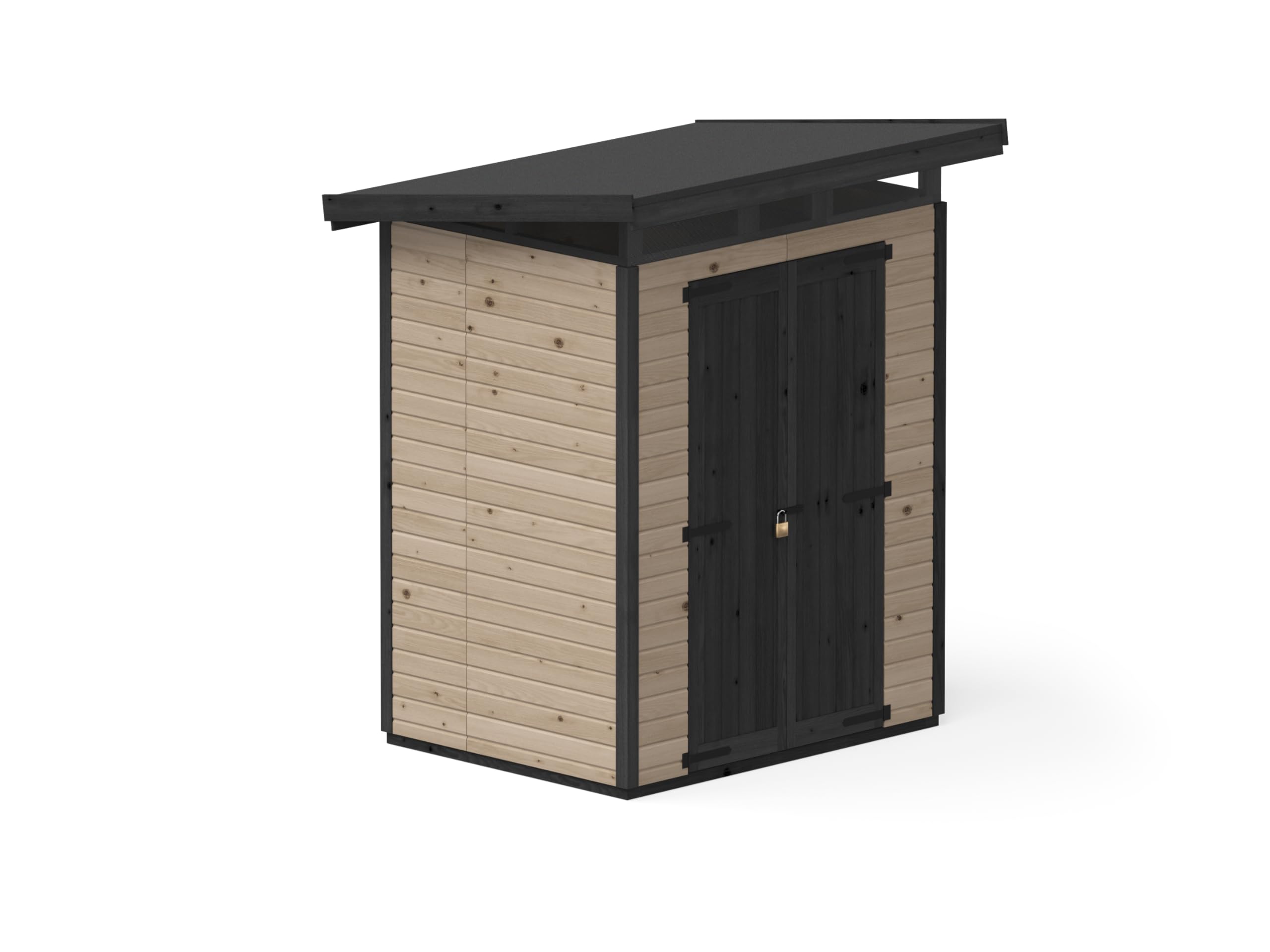 Upyard Domek ogrodowy Strongbox M – wytrzymały drewniany domek na narzędzia z impregnowanym fundamentem i bardzo wytrzymałym dachem z tworzywa sztucznego, 163 x 127 cm, brązowy