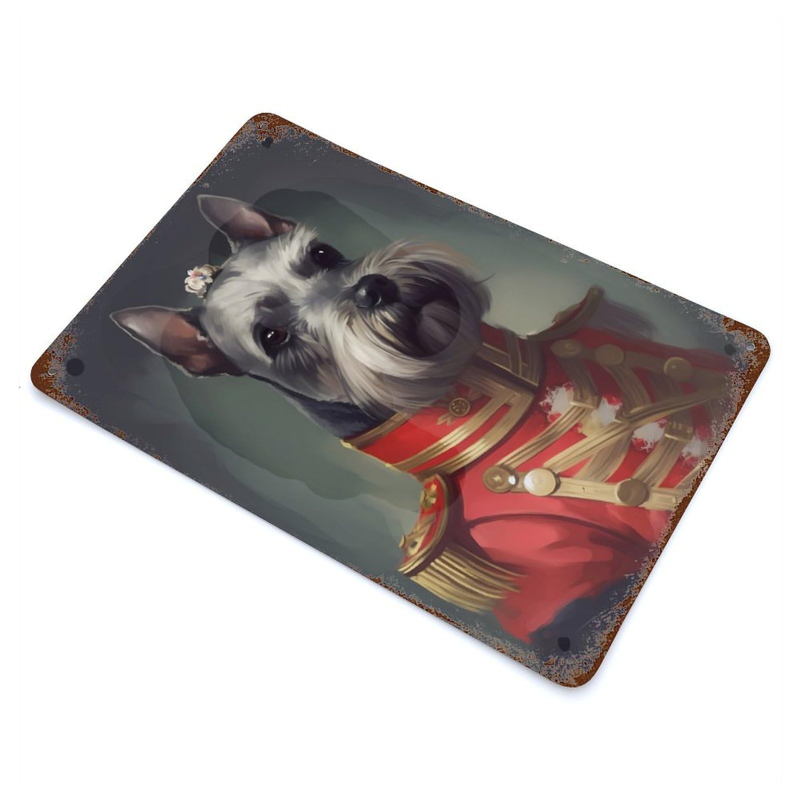 Miniature Schnauzer Dog Weathered Tin Sign 11.8"x7.9", Retro Wall Decor for Pub, Kitchen And Man Cave Decor