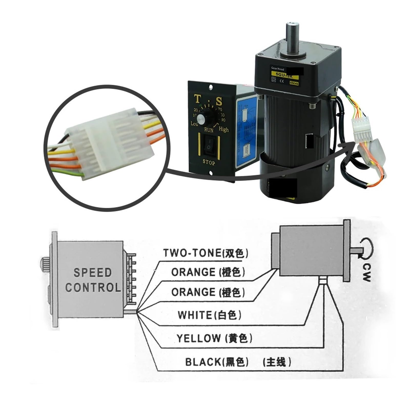 Motore asincrono a induzione con ingranaggi CA da 120 W 110 V 220 50 Hz 60 Grovernor a velocità monofase controller 5 RPM a 1350(220V,0-38RPM)