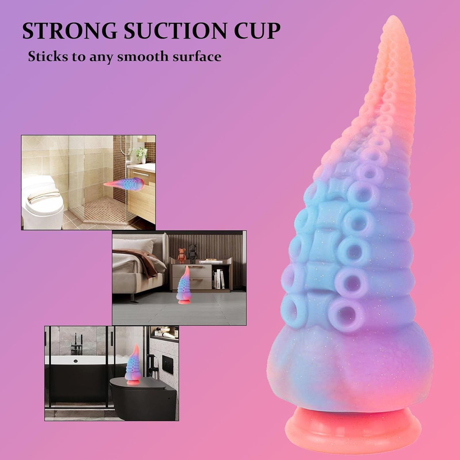 Realistico Vibratore in Silicone da 8,3 Pollici, Grande Tentacolo Anale Luminoso con Forte Ventosa, Enorme Mostro Spesso, Plug Anale, Massaggiatore Prostatico