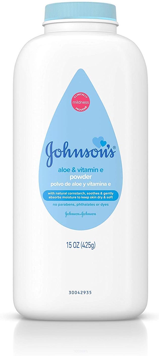 Johnson's Baby Powder, Pure Cornstarch with Aloe & Vitamin E, 15-Ounce Bottles (Pack of 6)