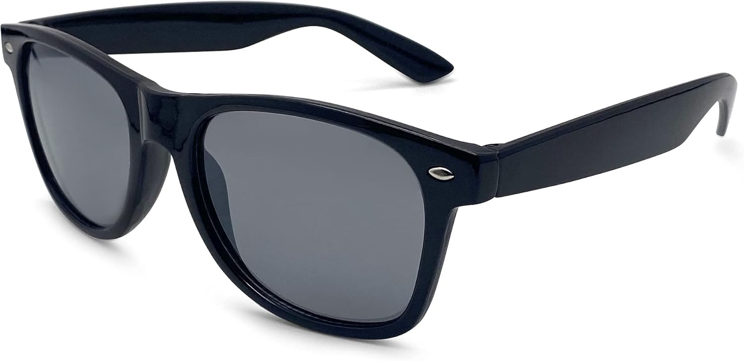 Hudson & Lane Retro Sunglasses for Men and Women | Black Frames/Black Lenses | 100% UVA/UVB Protection (UV400 Lenses)