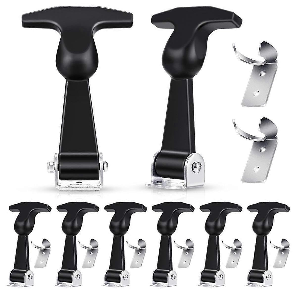 8pc Elastic Stainless Steel Rubber Hood Catch Flexible -Handle Hasp Rubber Flexible Draw Latches with Brackets for Hood