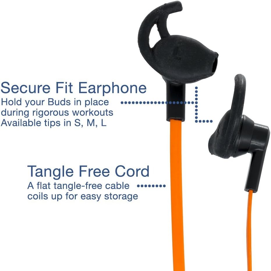 Emerson Wireless In-Ear Bluetooth Sports Earbuds Headphones with Universal Mic and Remote and Tangle free cable ER106001