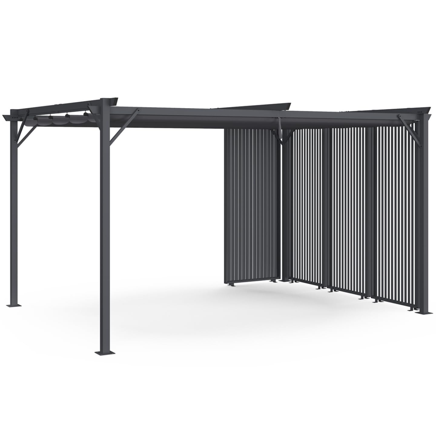 IDMarket - Pergola avec 4 persiennes Verticales Toit rétractable 3x4M