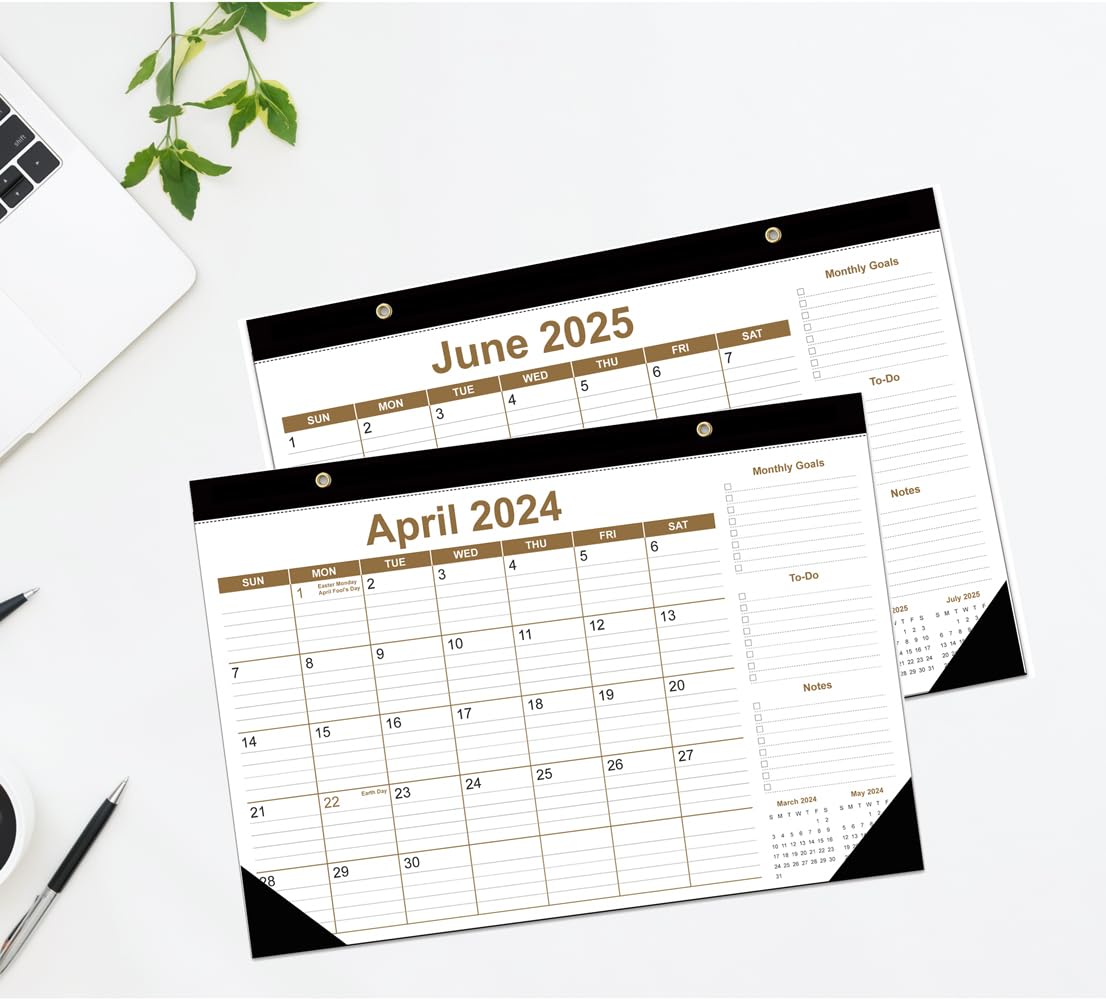Amazon.com : 2024-2025 Desk Calendars - 15 Months Calendar from April 2024  to June 2025, Desk Calendar 2024-2025 with Thick Paper, 12" x 17", Brown :  Office Products