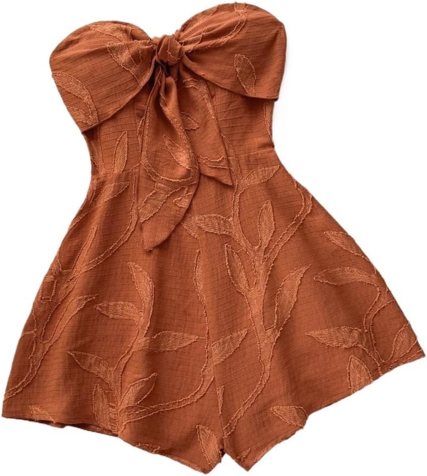 Rompers for Women Summer 2026 Spring Summer Cruise Party Front Knot Back Loose Jumpsuits