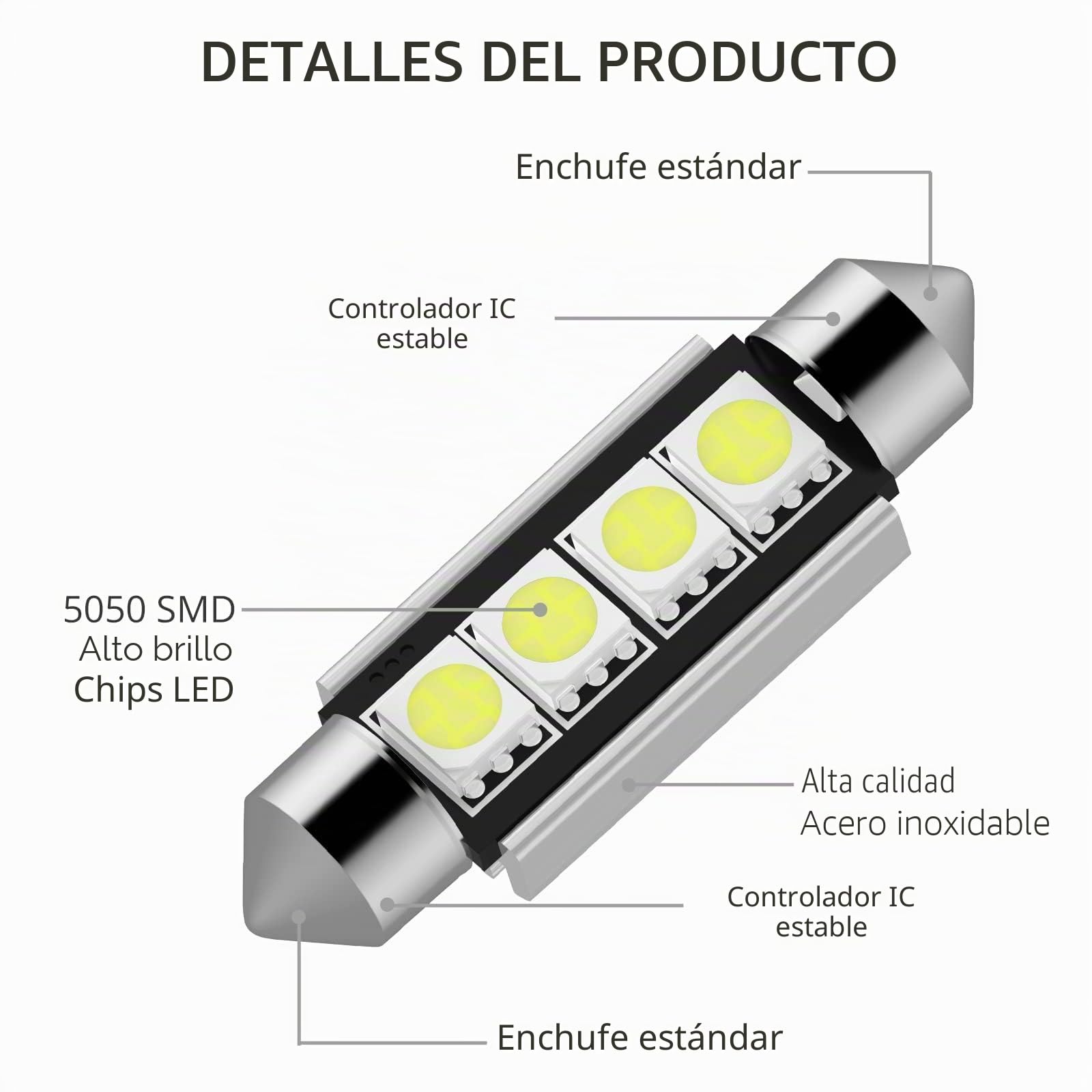 Justech Kit de Bombillas LED Luz de Coche Interior Para el Interior del Automóvil Mapa de la Cúpula Puerta Placa de Cortesía Luces Festón C5W T10 168 194 2825 Xenón Blanco