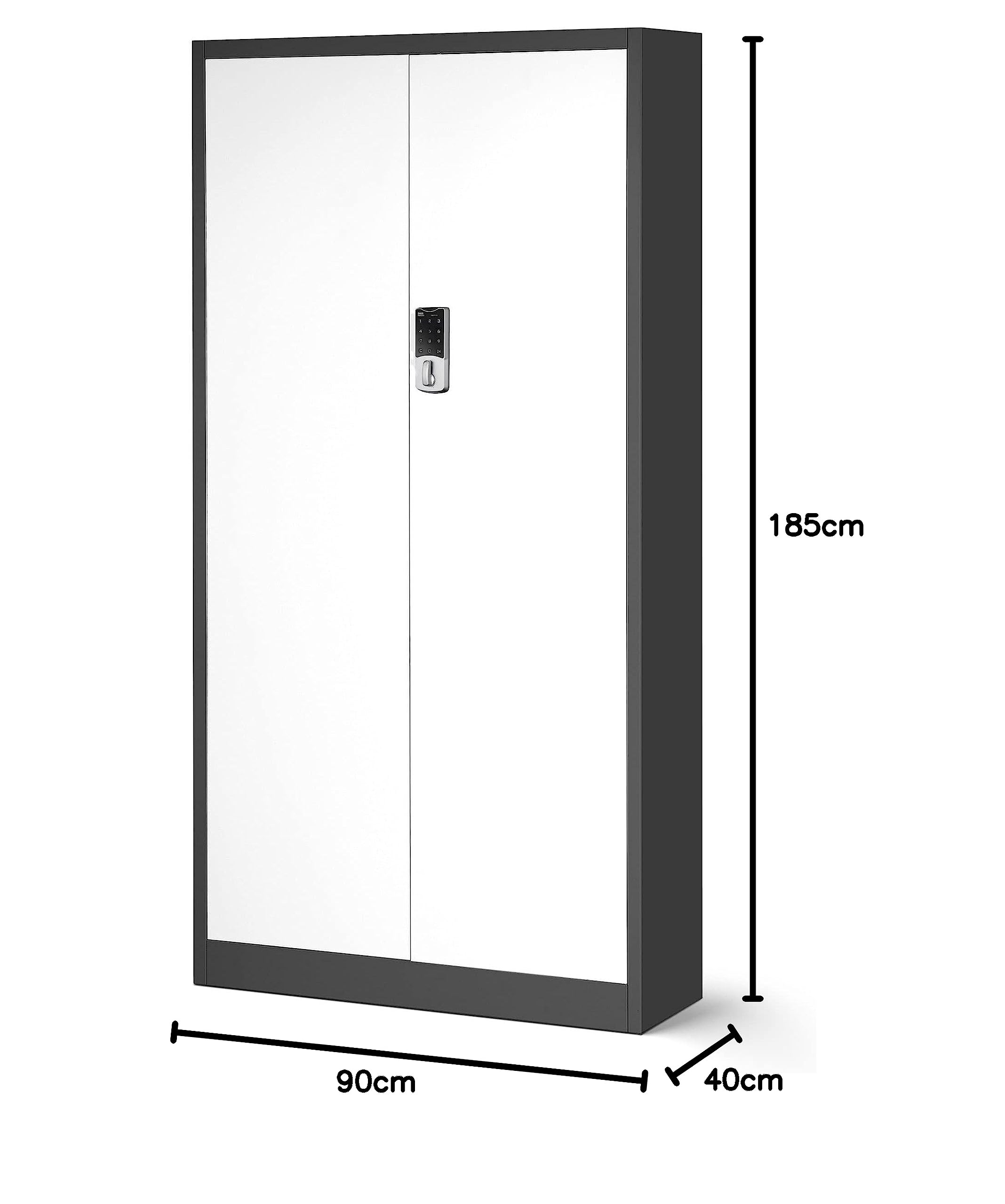 Jan Nowak Armadio da Ufficio C003 Archivio per Officina Con serratura a Combinazione in Metallo Verniciato a polvere Chiudibile 185 cm x 90 cm x 40 cm (Antracite-Bianco)