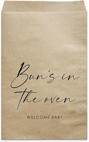 MAGJUCHE Bun's In The Oven - Bolsas de regalo para baby shower, paquete de 50 bolsas de regalo de galletas con forma de dona