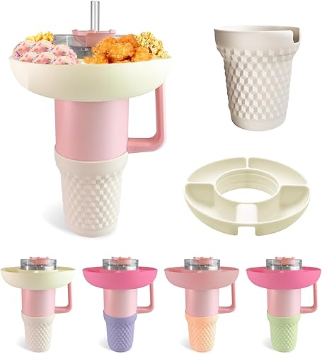 Cuenco de crema para taza Stanley, funda de silicona beige para botas, compatible con vaso Stanley Cup Quencher 2.0 de 40 onzas con asa, y