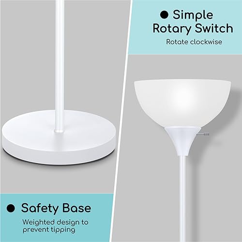 Miniatura 4 de Lámpara de pie, lámparas LED de pie con pantalla de plástico blanco, luces de piso de esquina para sala de estar, dormitorio, interruptor giratorio,