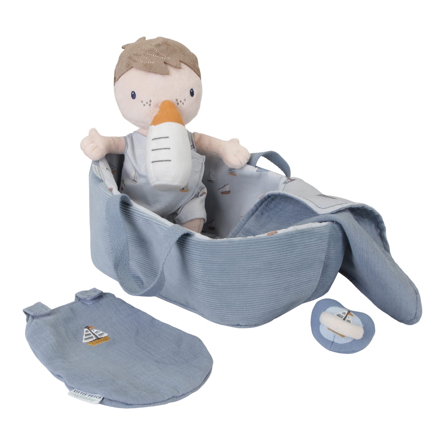 Little Dutch Sailors Bay 4554 - Muñeco de peluche con cesta de transporte y accesorios