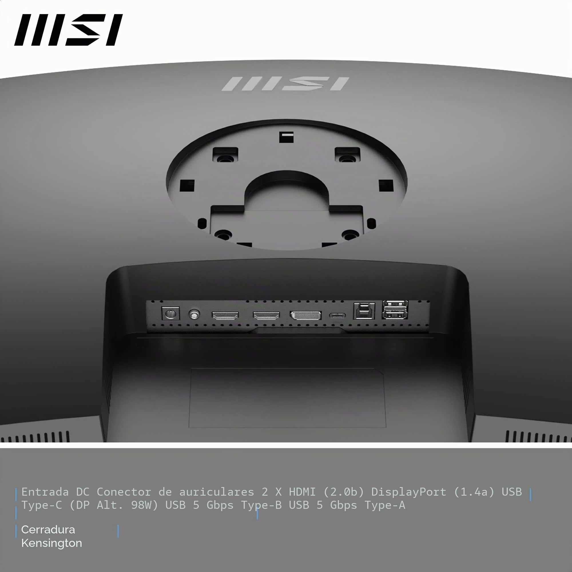 MSI Modern MD342CQP Monitor Curvo de 34'' UWQHD 1500R - Panel VA 3440 x 1440, KVM, Pip/PBP, Amplia, Altavoces Integrados, Ajustable en 3 direcciones - HDMI 2.0b, DisplayPort (1.4a)