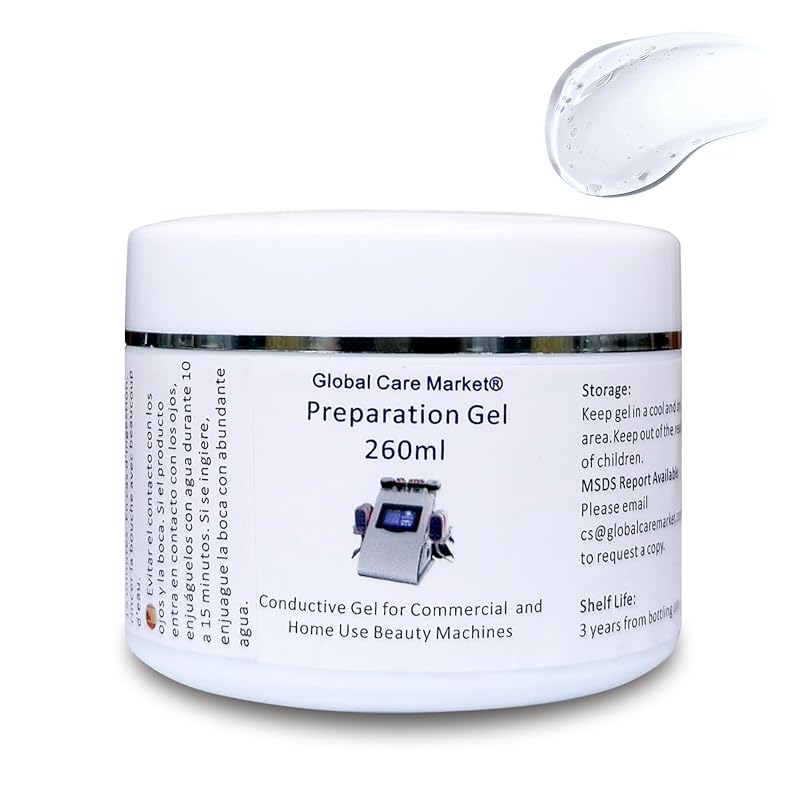 Gel condutor com ácido hialurônico Global Care Market para aparelhos de radiofrequência e IPL, 260 mL