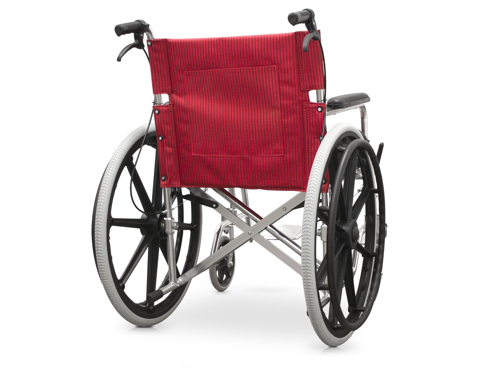 QUIRUMED Silla de ruedas plegable de aluminio, con frenos, Ligera, Reposapiés abatible, Asiento 46 cm, Aro anatómico, Para mayores, Para minusválidos