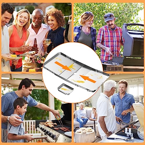 Grill Replacement Parts for Dyna Glo Nexgrill, 25\"-34\" Adjustable Grease Tray with Catch Pan Stainless Steel Drip Pan Set BBQ Grill Grease Tray for Dyna Glo, Nexgrill, Kenmore Expert Replacement Parts