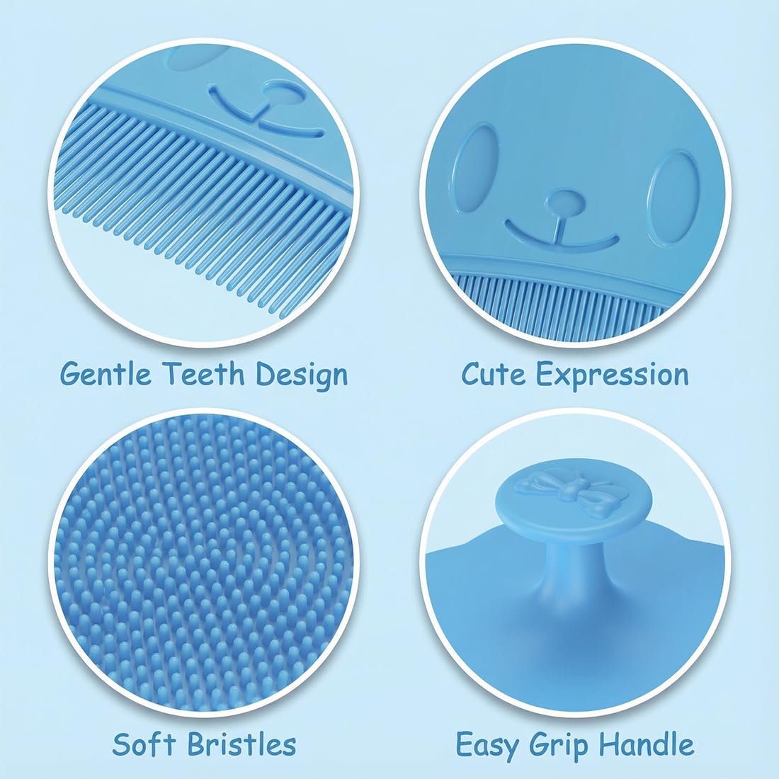 2er-Pack Spazzola per Bambini, Pettine per Crosta Lattea Delicato, Rimuove Efficacemente la Crosta Lattea, Massaggio e Pulizia Delicata del Cuoio Capelluto per Neonati e Bambini (Blu)