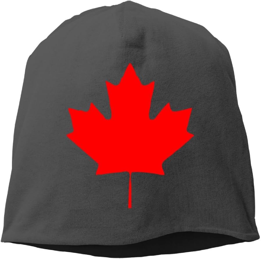 Canada Maple Leaf Canadian Flag Unisex Stretch Beanie Skull Cap Knit Hat for Men Women Black Winter Hat