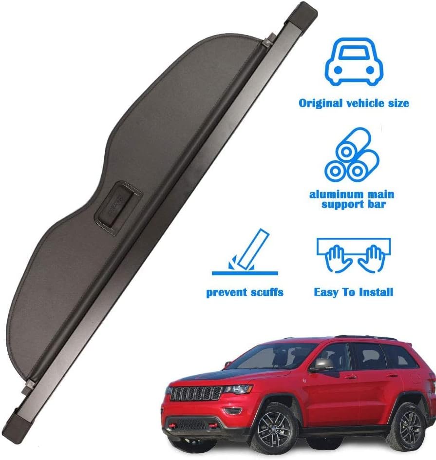 Miniatura 2 de Marretoo Cubierta de carga para Jeep Grand Cherokee 2011-2021, accesorios de cubierta de maletero de carga estilo de fábrica, color negro, retráctil