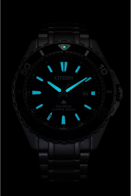 Citizen Men's Eco-Dive Promaster Dive, Silver-Tone Stainless Steel Bracelet Watch, Green Dial, 3 Hand, Date (Model: BN0199-53X) thumbnail 2