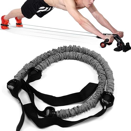 2 bandas elásticas de ejercicio para rueda abdominal de 19.7 pulgadas, cuerdas de rodillo abdominal, cuerdas de resistencia al ejercicio, correas de