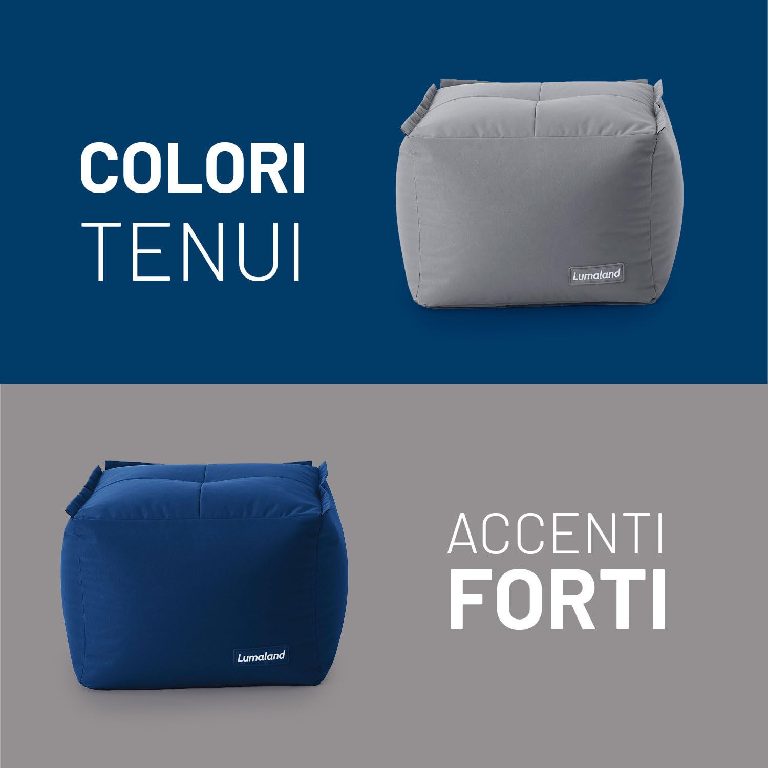 Lumaland Pouf modulare, pouf impermeabile, sgabello espandibile e leggero, per interni ed esterni, seduta lavabile per giardino e interni, 54 x 54 x 54 x 54 cm [blu scuro]