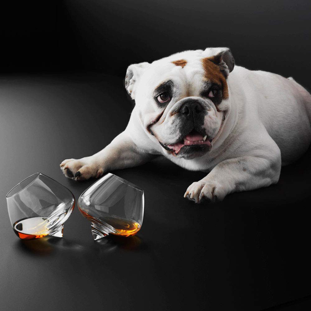 Copenhagen - Set 4 Bicchieri per Cognac (Cognac Glass) - Diametro 11 cm - capacità 25 cl - Soffiato A Bocca - Ogni Bicchiere è Un Pezzo Unico -