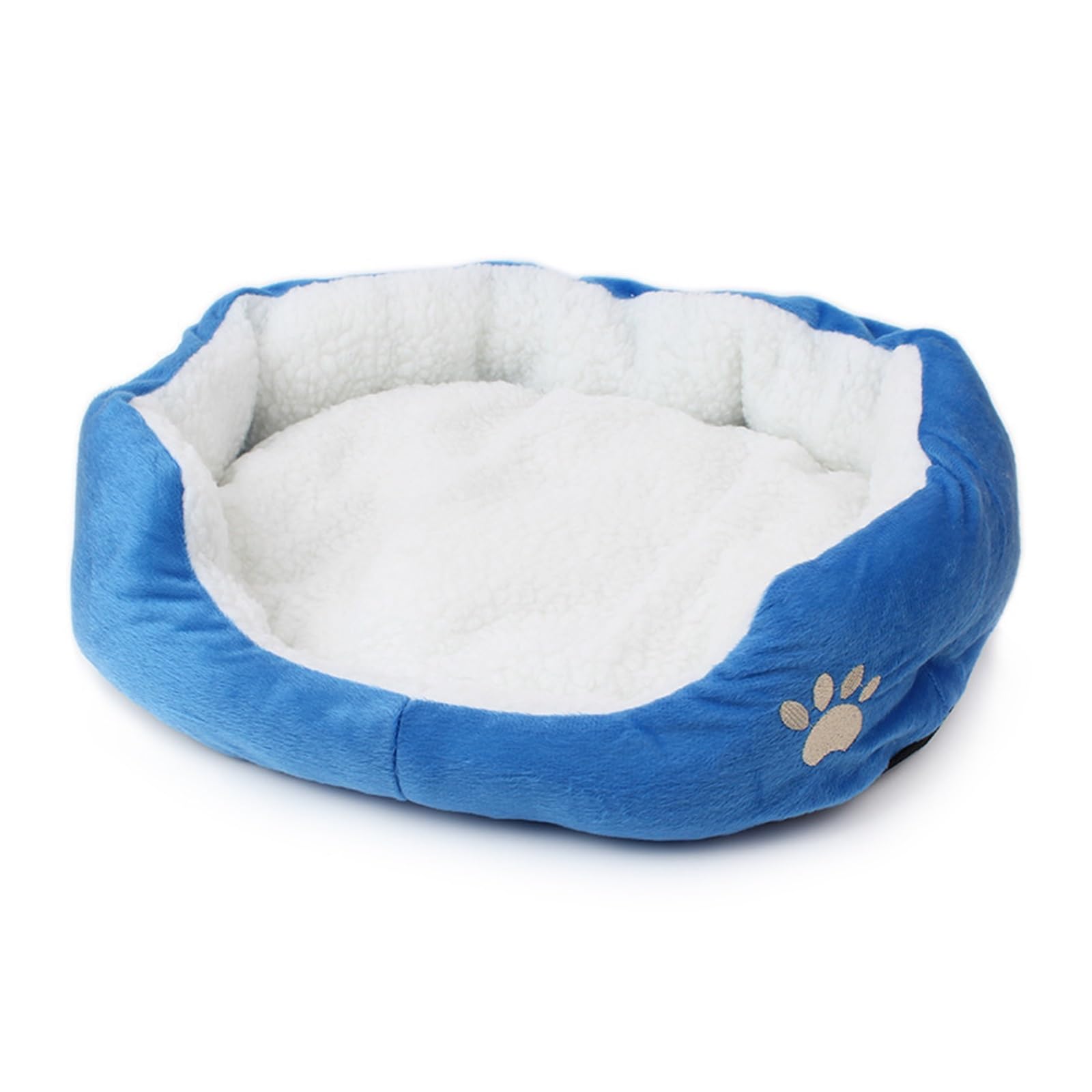 Coussin de couchage en peluche bleu pour chien et chat, lit doux taille M lavable en machine