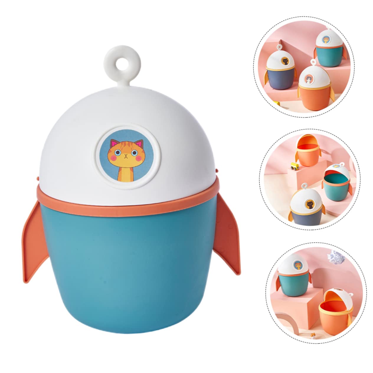 Zerodeko Creative Flip Lid Mini Trash Can Adorable Cartoon Waste Paper Container for Desktop Storage Stable and Easy to Maintain Material Unique Design for Home Office